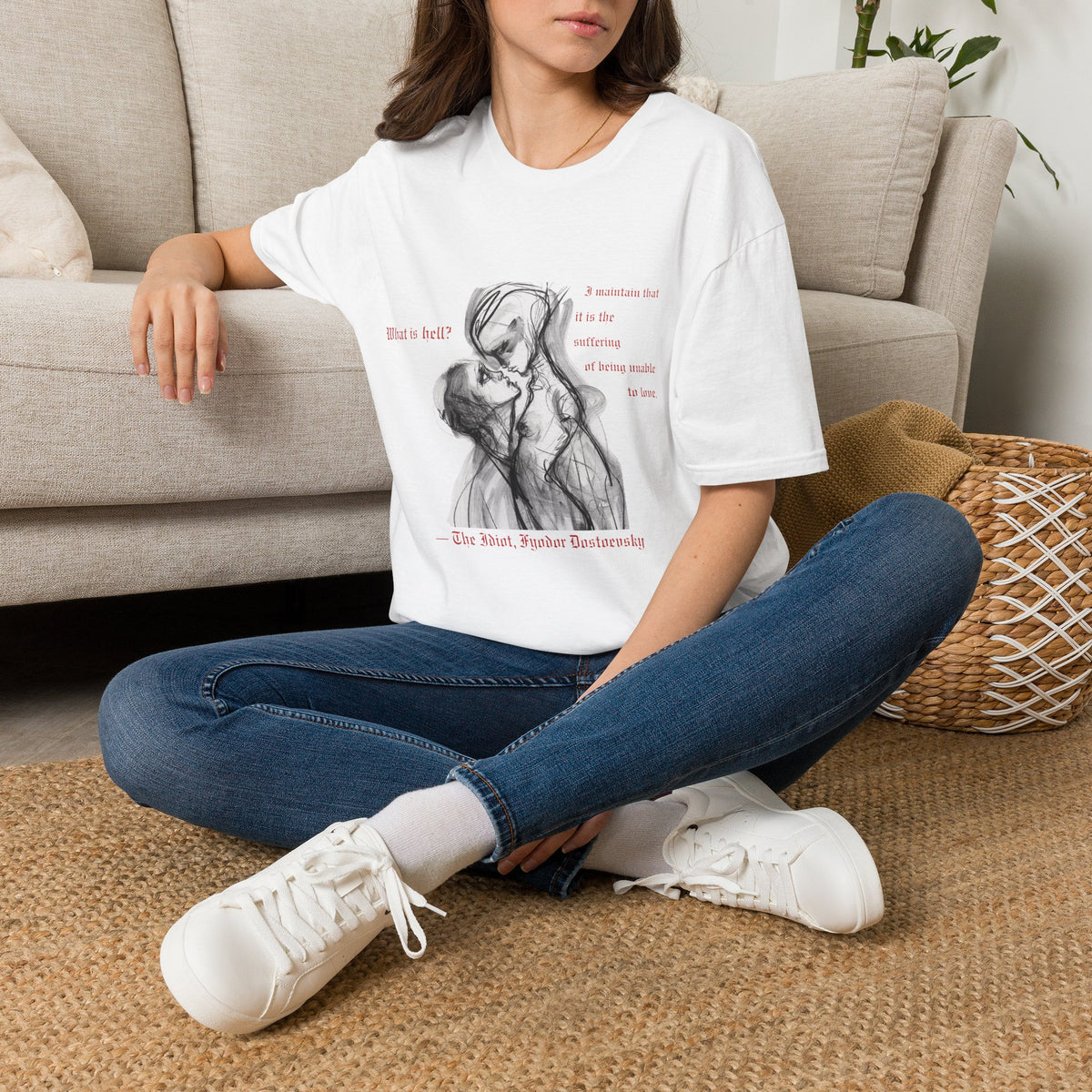 Fyodor Dostoevsky The Idiot T‑Shirt — "What is hell... suffering of being unable to love"