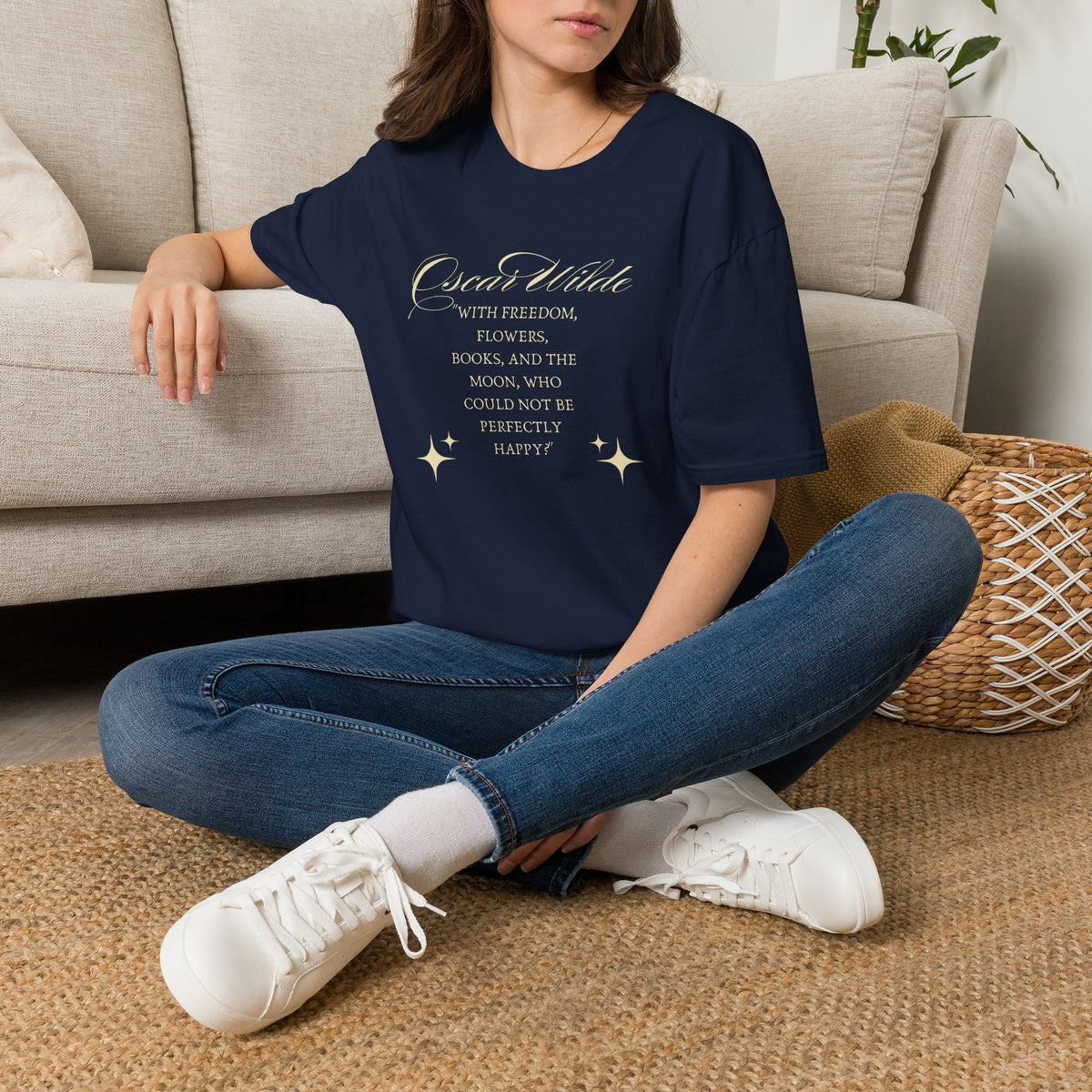 Oscar Wilde “With Freedom, Flowers, Books & the Moon” T-Shirt