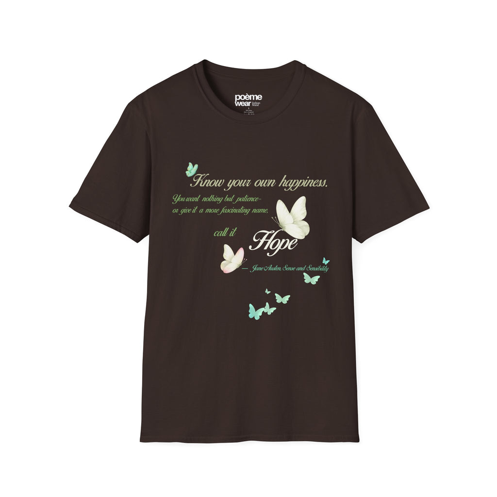 Jane Austen “Know Your Own Happiness” T-Shirt | Sense and Sensibility