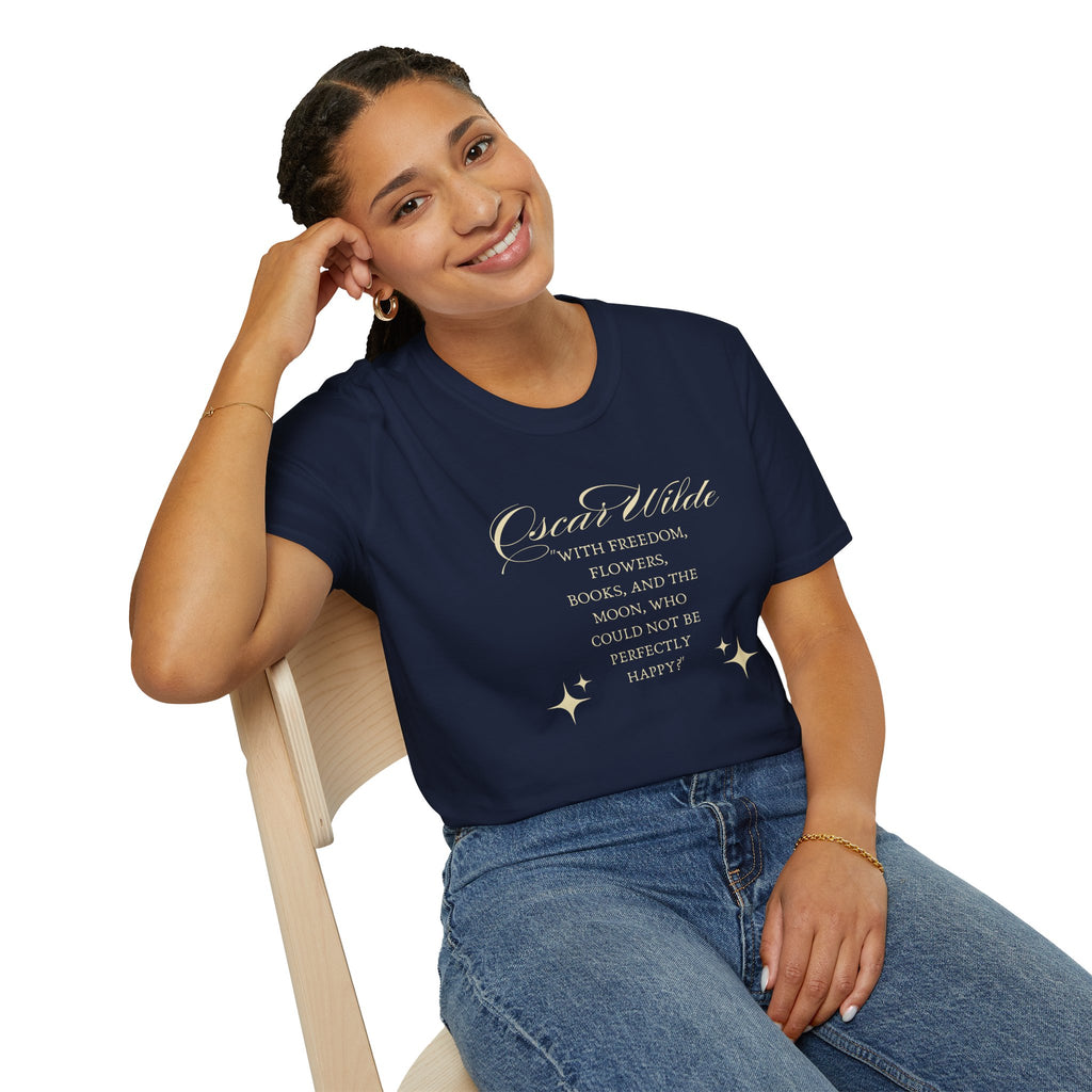 Oscar Wilde “With Freedom, Flowers, Books & the Moon” T-Shirt