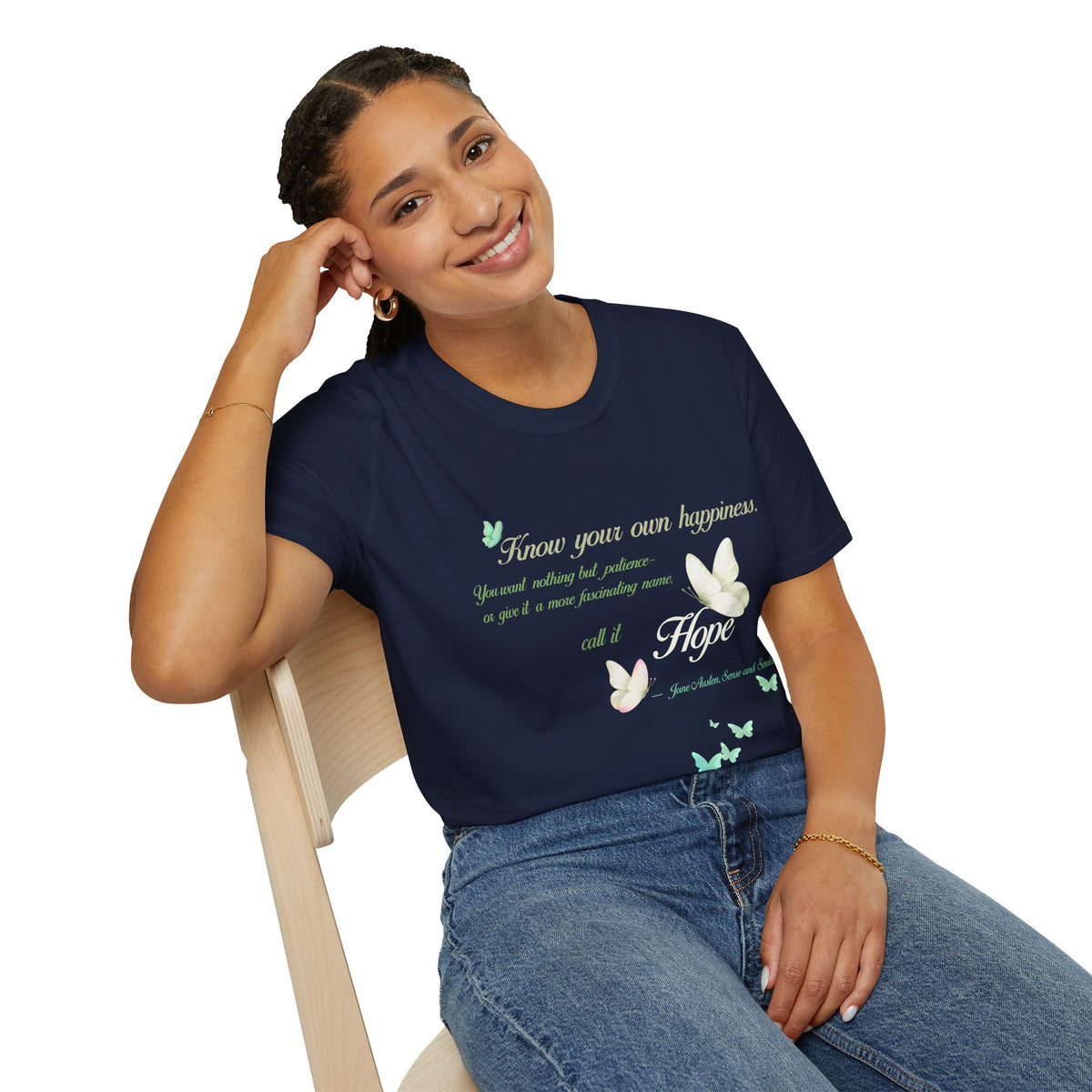 Jane Austen “Know Your Own Happiness” T-Shirt | Sense and Sensibility